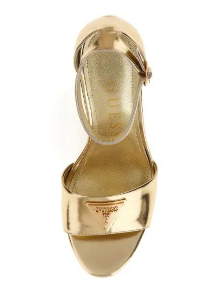 GUESS SANDALI CON TACCO PLATEAUX ORO