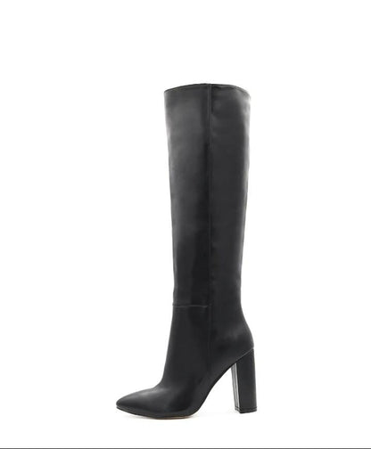 QUEEN HELENA STIVALI  NERI IN PELLE TACCO ALTO