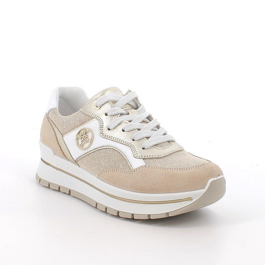 IGI&CO Sneakers con zeppa da donna beige con lacci