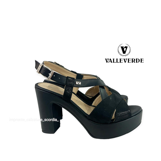 VALLEVERDE SANDALI PLATEAUX NERE