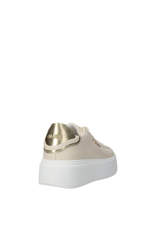 PACIOTTI SNEAKERS BEIGE CON LOGO IN ORO