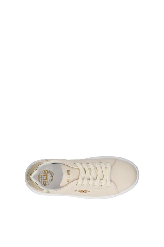 PACIOTTI SNEAKERS BEIGE CON LOGO IN ORO