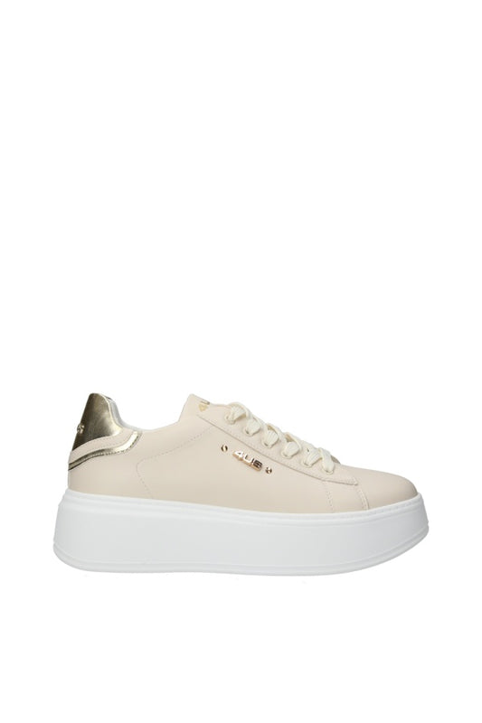 PACIOTTI SNEAKERS BEIGE CON LOGO IN ORO