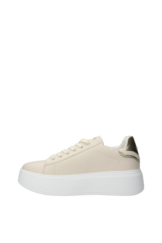 PACIOTTI SNEAKERS BEIGE CON LOGO IN ORO