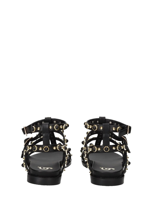 GOLD&GOLD SANDALI GLADIATORE NERI