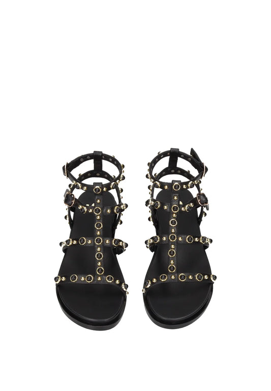GOLD&GOLD SANDALI GLADIATORE NERI