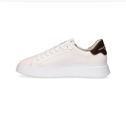 Sneakers Uomo Philippe Model Temple in Pelle Bianca marrone