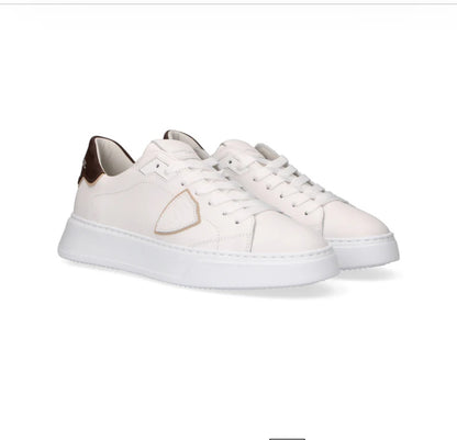 Sneakers Uomo Philippe Model Temple in Pelle Bianca marrone