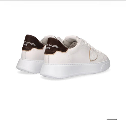 Sneakers Uomo Philippe Model Temple in Pelle Bianca marrone