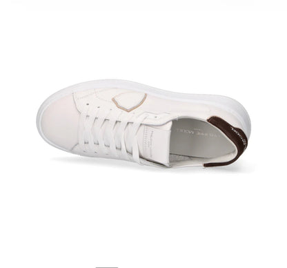 Sneakers Uomo Philippe Model Temple in Pelle Bianca marrone