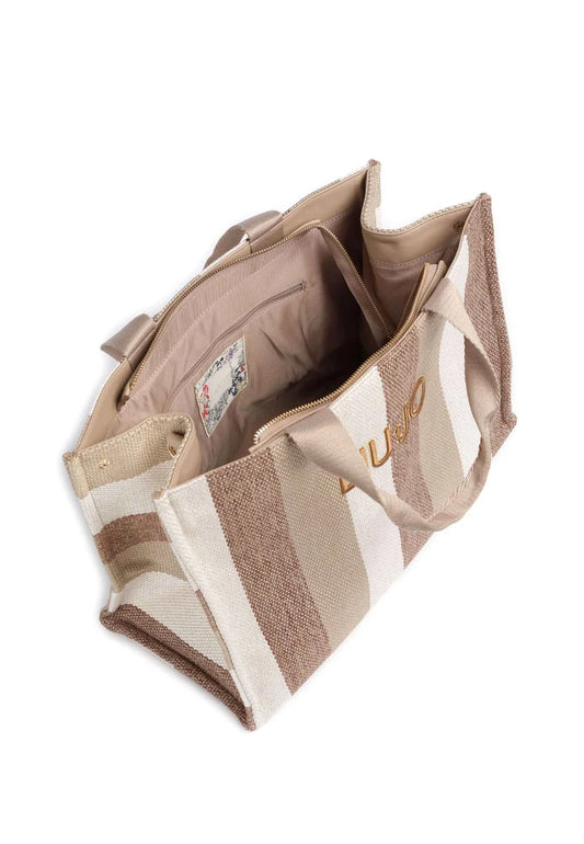 LIU JO L TOTE STRIPED CANVAS