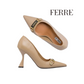 FERRE DECOLLETTE CON LOGO IN ECOPELLE BEIGE