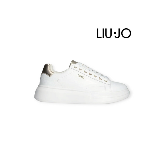 LIU JO SNEAKERS BIANCHE LOGO PICCOLO ORO