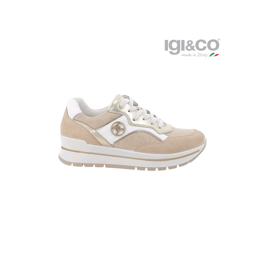 IGI&CO Sneakers con zeppa da donna beige con lacci