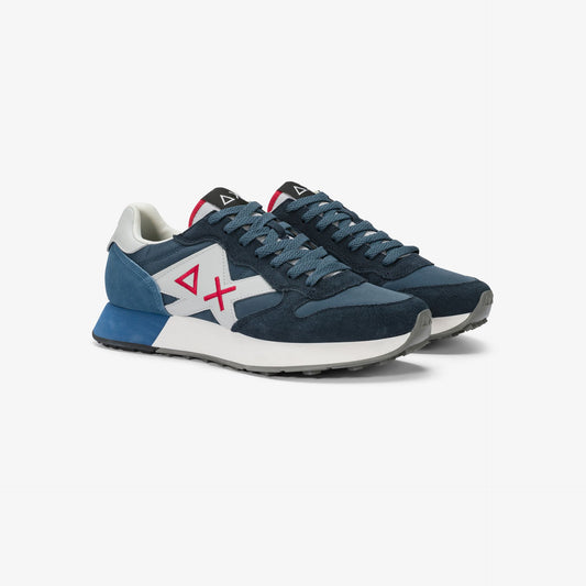 SUN68 Sneaker Jaki 2.0 Solid in nylon e suede blu navy