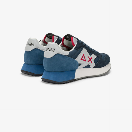 SUN68 Sneaker Jaki 2.0 Solid in nylon e suede blu navy