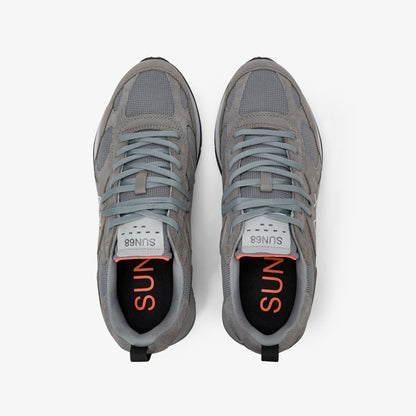 SUN68 SNEAKERS UOMO JAKI 2.0 SILVER IN NABUK