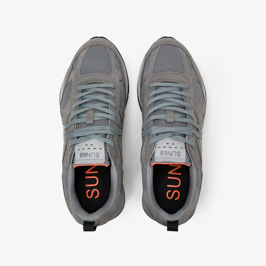 SUN68 SNEAKERS UOMO JAKI 2.0 SILVER IN NABUK
