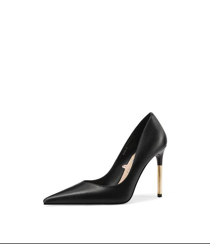 QUEEN HELENA DECOLLETTE NERE CON TACCO SPILLO DORATO
