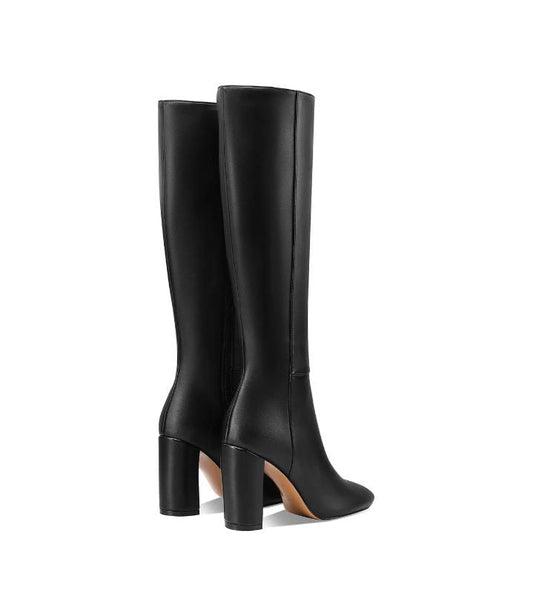 QUEEN HELENA STIVALI IN PELLE  CON ZIP NERI TACCO ALTO