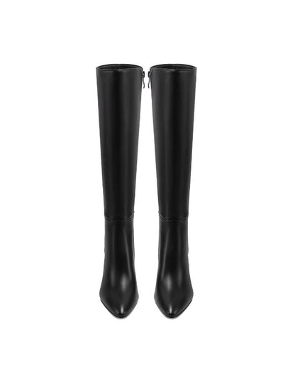 QUEEN HELENA STIVALI IN PELLE  CON ZIP NERI TACCO ALTO