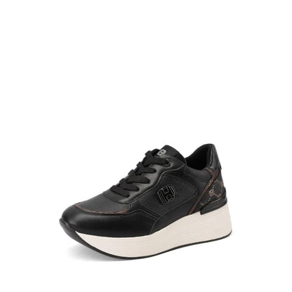 QUEEN HELENA SNEAKERS DONNA ZEPPA DETTAGLI LOGATI NERO