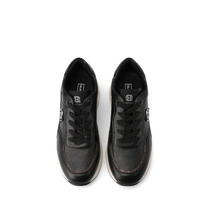 QUEEN HELENA SNEAKERS DONNA ZEPPA DETTAGLI LOGATI NERO